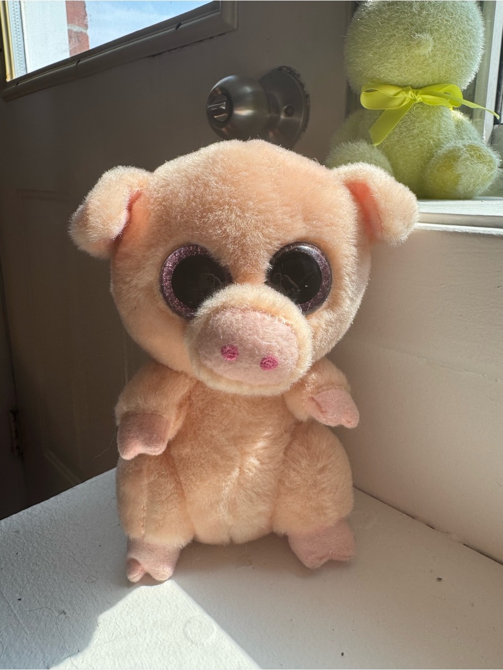 Ty Peach Plush Pig with Sparkle Eyes